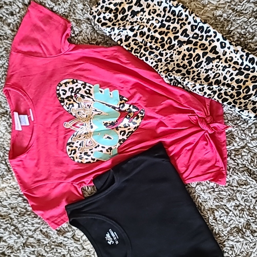 3 piece girls pink cheeta print set girls 10/12